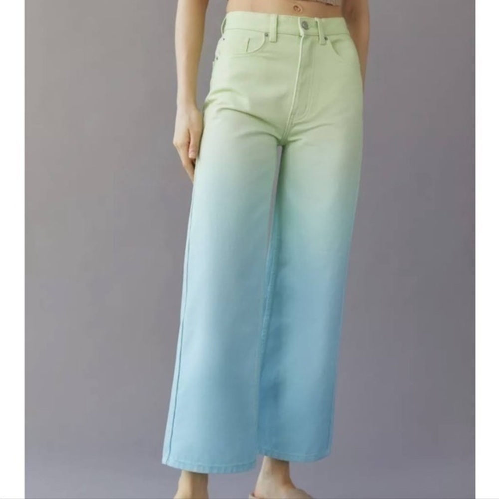 NWT Urban Outfitters BDG High Wide Relaxed Jeans Ombré Green Blue Deadstock 25